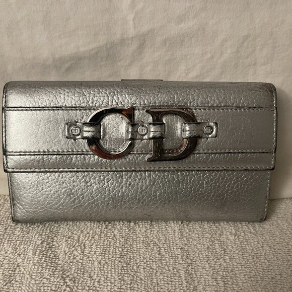 CHRISTIAN DIOR vintage silver long wallet - Picture 1 of 8
